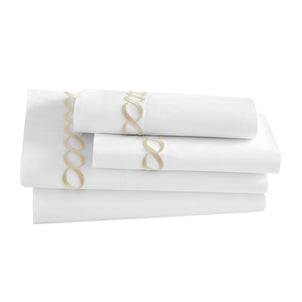 Catena Embroidered Percale Sheet Set Taupe|Twin