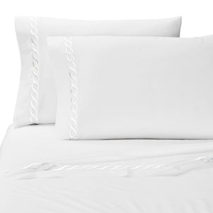 Catena Embroidered Percale Pillowcase Set of 2 White