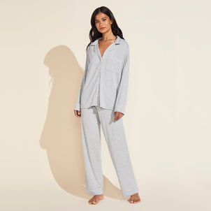 Eberjey Gisele Long PJ Set Heather Grey / Sorbet Pink