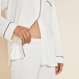 Eberjey Gisele Long PJ Set Ivory / Navy