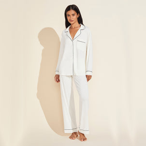 Eberjey Gisele Long PJ Set Ivory / Navy
