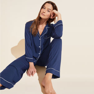 Eberjey Gisele Long PJ Set Navy / Ivory
