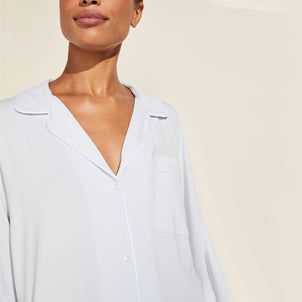 Eberjey Gisele Long PJ Set Water Blue / White