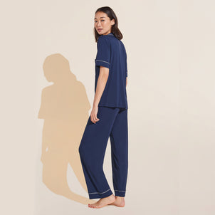 Eberjey Gisele Short Sleeve and Pant PJ Set Navy / Ivory