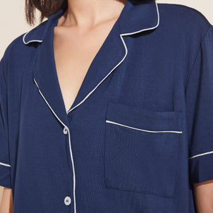 Eberjey Gisele Short Sleeve and Pant PJ Set Navy / Ivory