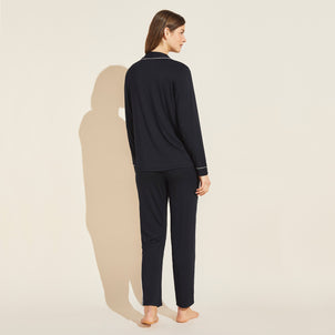 Eberjey Gisele Tuxedo Slim PJ Set Black / Sorbet