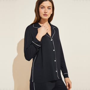 Eberjey Gisele Tuxedo Slim PJ Set Black / Sorbet