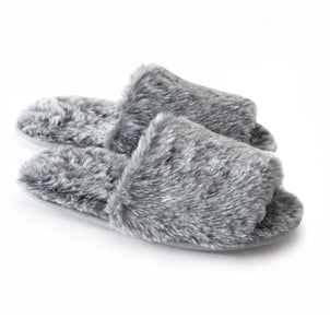 Faux Fur Slippers Grey (Faux Fur)