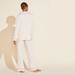 Eberjey Gisele Long PJ Set Pearl Blush / Haute Red