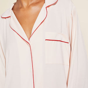 Eberjey Gisele Long PJ Set Pearl Blush / Haute Red