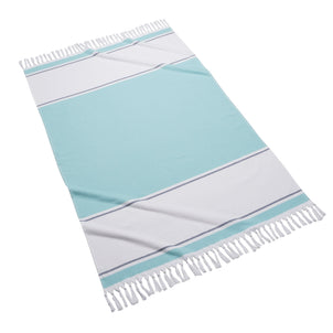 Kassatex Block Strip Fouta Beach Towel - Charcoal Coral, 100% Zero Twist Cotton, Quick-Dry