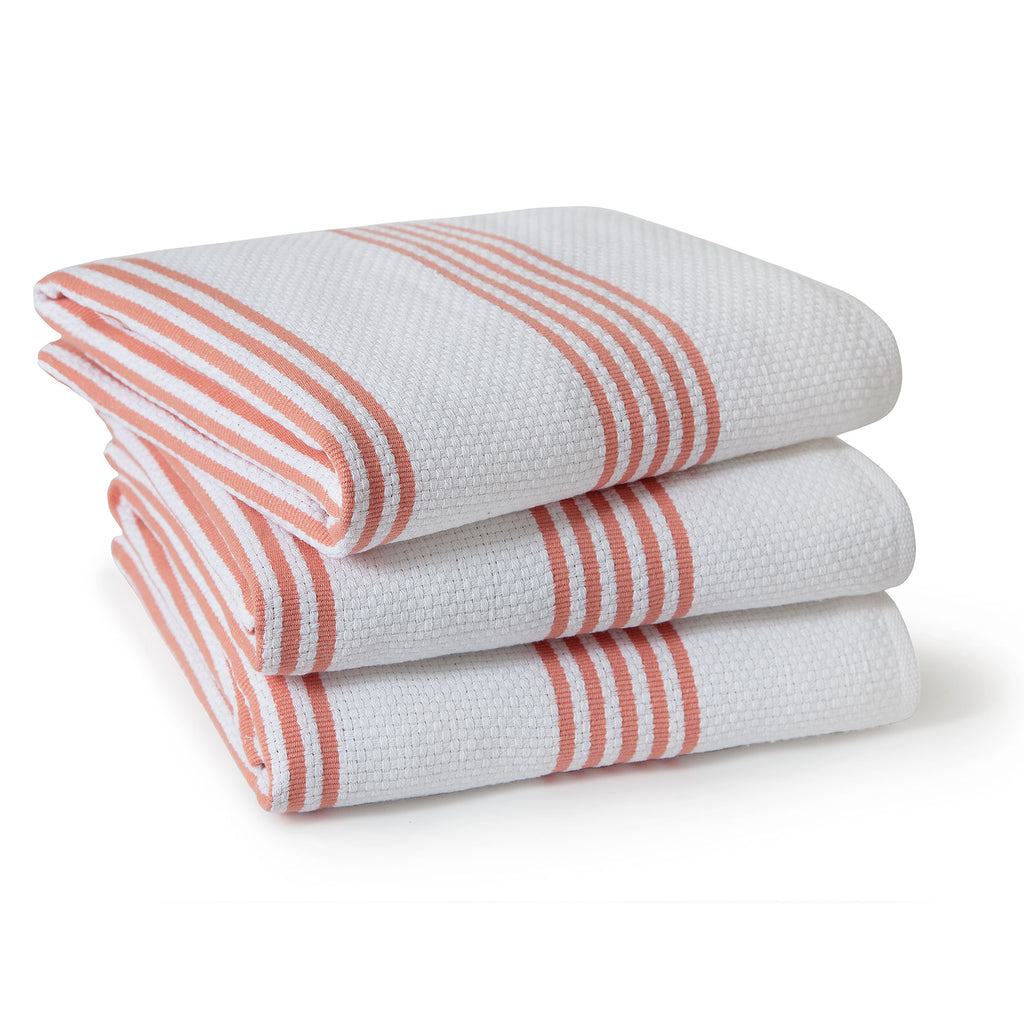 Kassatex Newbury Kitchen Towels, Set of Three at Air Supply Blush Coral