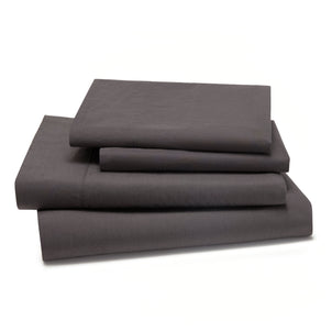 Lorimer Washed Percale Sheet Set Coal|Twin