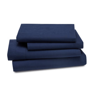 Lorimer Washed Percale Sheet Set Navy|Queen