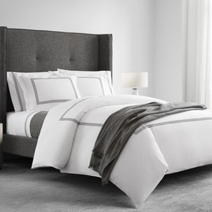 Strada Embroidered Percale Duvet Black