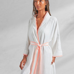 The Linen Duster White / Neon Pink