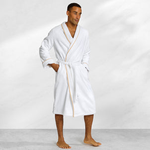 Turkish Cotton Piped Robe Linen