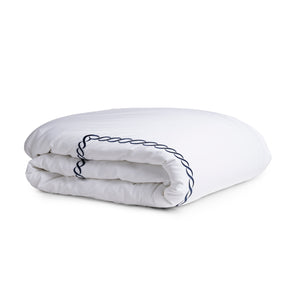 Catena Embroidered Percale Duvet Navy (Cable)