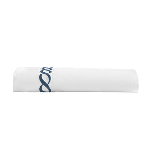 Catena Embroidered Flat Sheet Navy (Cable)