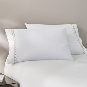 Catena Embroidered Percale Pillowcase Set of 2 silver