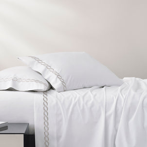 Catena Embroidered Percale Sheet Set Silver