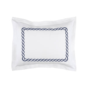 Catena Embroidered Percale Shams Navy (Cable)|1 Boudoir Sham