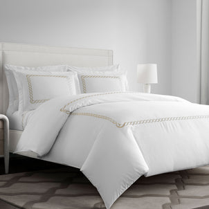 Catena Embroidered Percale Duvet Taupe