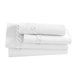 Catena Embroidered Percale Sheet Set White|California King