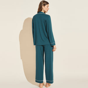 Eberjey Gisele Long PJ Set Evergreen / Bone
