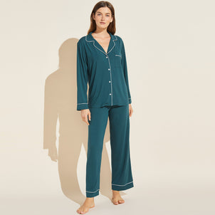 Eberjey Gisele Long PJ Set Evergreen / Bone