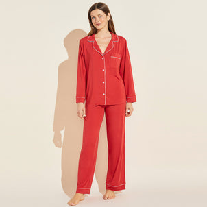 Eberjey Gisele Long PJ Set Haute Red / Bone