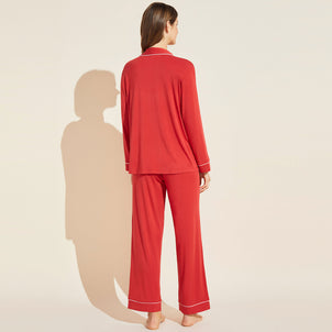 Eberjey Gisele Long PJ Set Haute Red / Bone