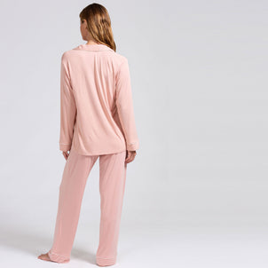 Eberjey Gisele Long PJ Set Misty Rose / Ivory