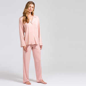 Eberjey Gisele Long PJ Set Misty Rose / Ivory