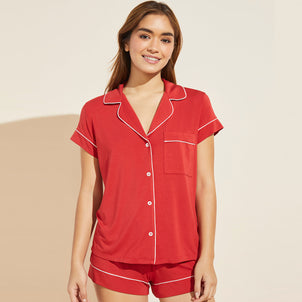 Eberjey Gisele Short PJ Set Haute Red / Bone