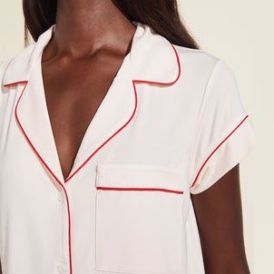 Eberjey Gisele Short PJ Set Pearl Blush / Haute Red