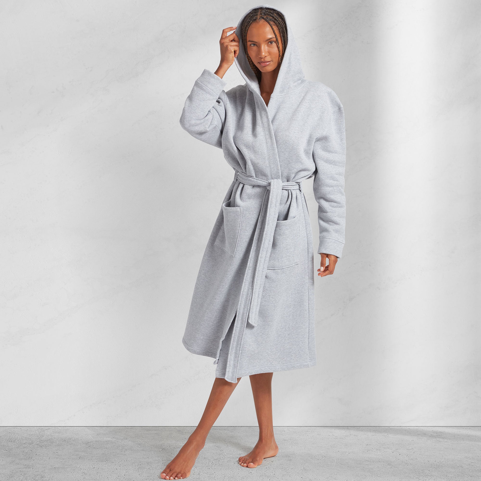 【送料&関税込】new Tradition Blue Hooded Bath Robe With Orn Spa & Resort Navy Blue Bathrobe. Heavy Full Length 51
