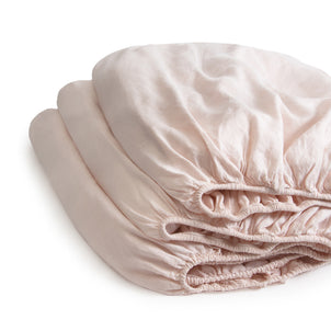 Linen - Bamboo Fitted Sheet Powder Pink