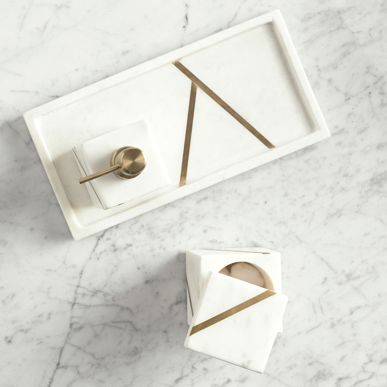 Marble Brass Bath Accessories Kassatex