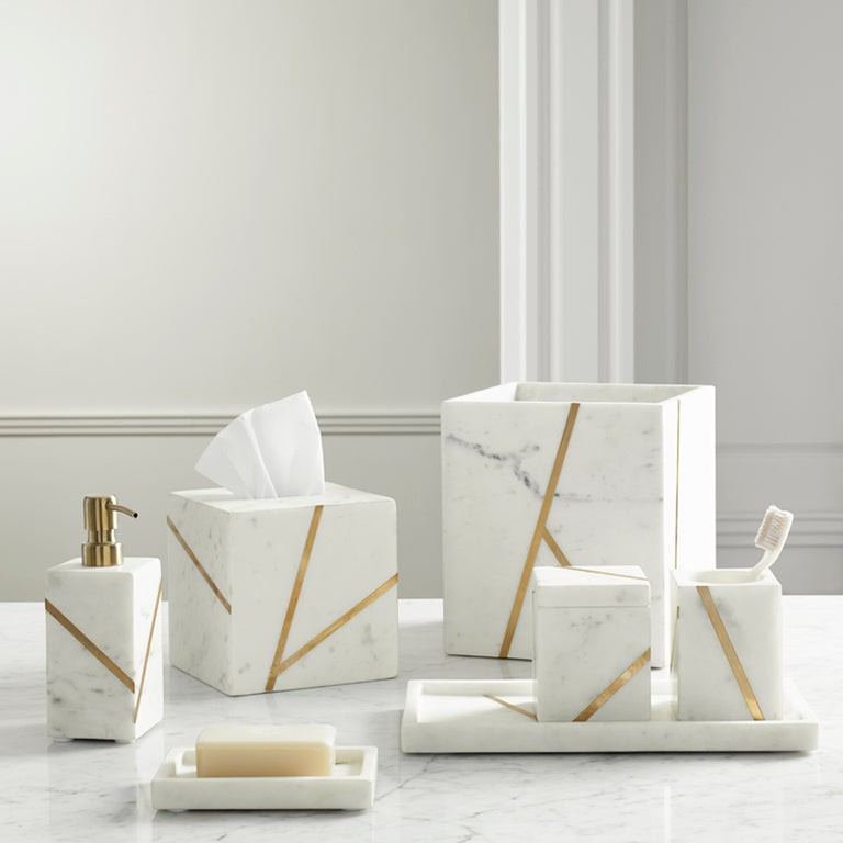 Marble Brass Bath Accessories Kassatex