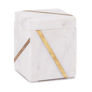 Marble Brass Bath Accessories White|Cotton Jar