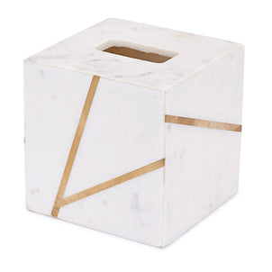 Marble Brass Bath Accessories White|Tissue Holder