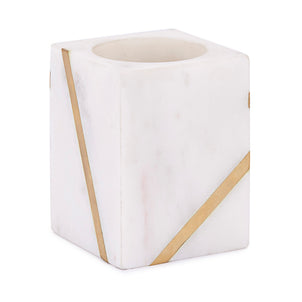 Marble Brass Bath Accessories White|Tumbler / Toothbrush Holder