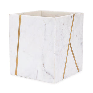 Marble Brass Bath Accessories White|Waste Basket