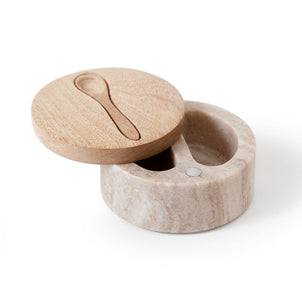 Napoli Salt Cellar Beige Marble / Mango Wood