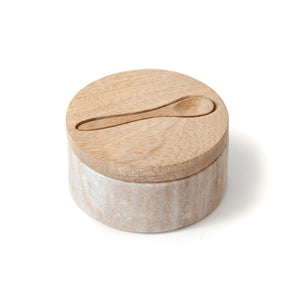 Napoli Salt Cellar Beige Marble / Mango Wood