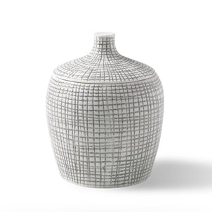 Raffia Bath Accessories Grey|Cotton Jar