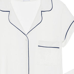 Eberjey Gisele Short Sleeve and Pant PJ Set Ivory / Navy|customizer