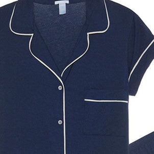 Eberjey Gisele Short Sleeve and Pant PJ Set Navy / Ivory|customizer