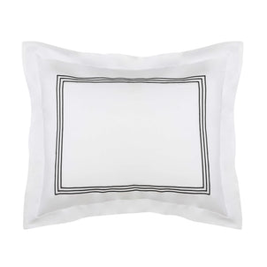 Strada Embroidered Percale Shams black|2 Standard Shams